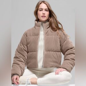 New $268 ALO Yoga Micro Corduroy Dreamy Puffer Jacket Coat Chai Latte S NWOT